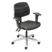 Deluxe Ergonomic Chair with Armrests by Global Industrial – Polyurethane, Black, Model 250611