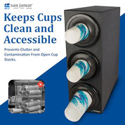 San Jamar 3 Tiers / Black / Black Trim Rings Cup Carriers