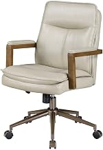 PU Leather Mid-Back Office Chair with Swivel and Padded Seat, Adjustable Computer Chair for Home Office Desk, Taupe