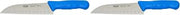 Winco KWP-70U Stäl Stamped Cutlery Santoku Knife 7" Stainless Steel Blade, Hollow Granton Edge, Blue Plastic Handle (Pack of 2)