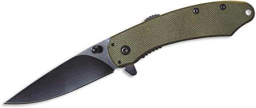 Scipio ST067G Pocket Knife - Stainless Steel Folding Knife 2.75-Inch Blade G10 Handle Hunting Gear - Green