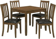 Furnifact Wood 5-Piece Square Dining Table Set with Chairs, Small Kitchen Table and Chairs for Dining Room, Honey Brown