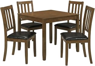 Furnifact Wood 5-Piece Square Dining Table Set with Chairs, Small Kitchen Table and Chairs for Dining Room, Honey Brown