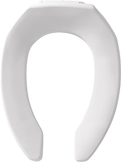 Bemis 1955CT Commercial Open Front Plastic Toilet Seat, Heavy Duty Industrial Seat without Lid, Secure Installation for Long Lasting Use, Made in USA, Elongated, White