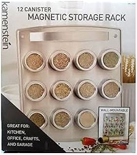 Kamenstein 12 Canister Magnetic Storage Rack Wall Mountable For Kitchen, Office, Crafts & Garage