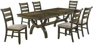 Antique Brown Wood Extendable Dining Table Set