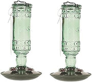 Perky-Pet 8108-2 Green Antique Bottle 10-Ounce Glass Hummingbird Feeder ggPEIx, 2 Pack (5.5L x 5.5W ins.)