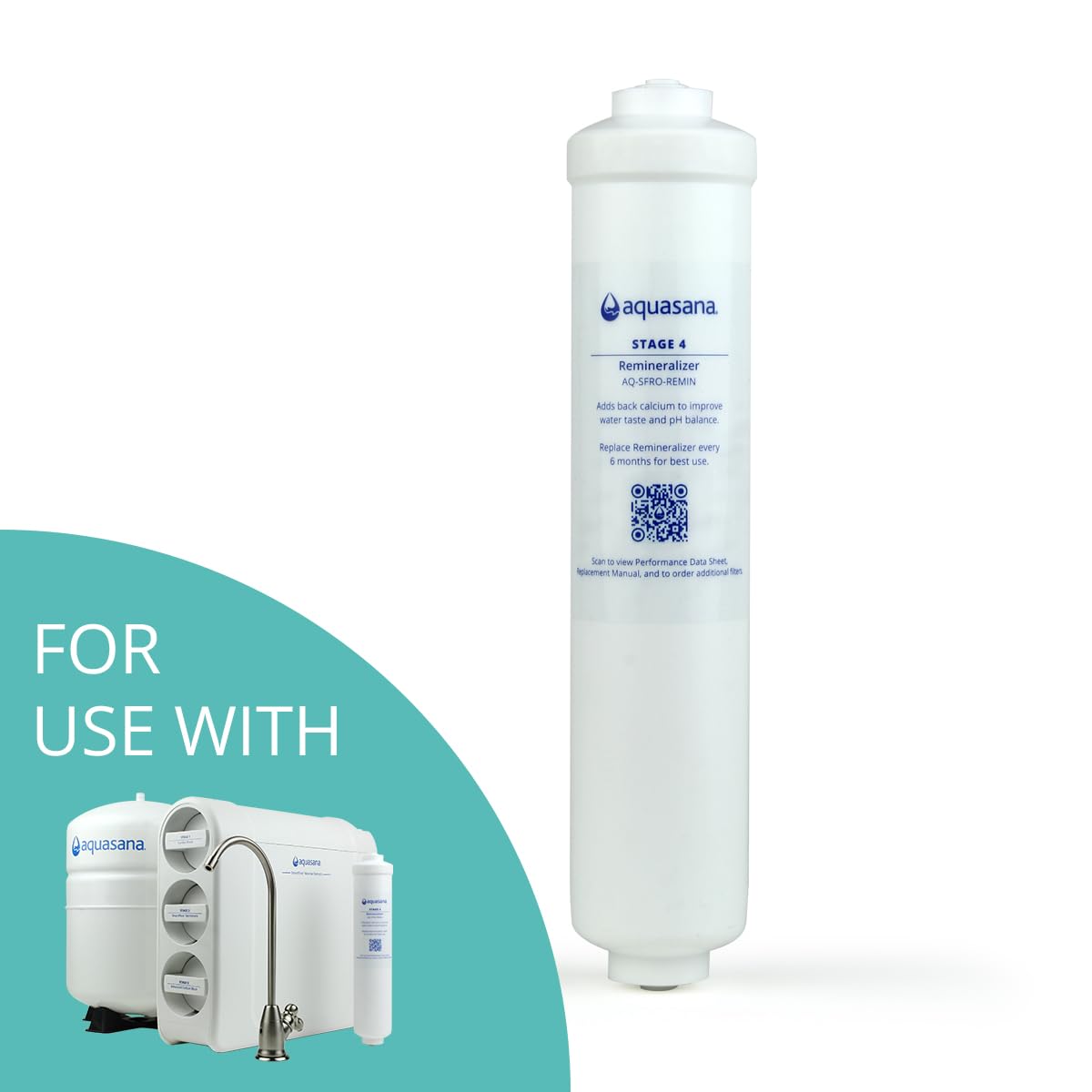 SmartFlow™ Reverse Osmosis Water Filter Remineralizer Replacement Lasts 6 Months - Not Compatible with OptimH2O - Replacement only by Aquasana – One, Model AQ-SFRO-REMIN