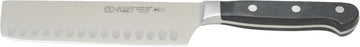 Winco 7" Black Stainless Steel Nakiri Knife, Hollow Ground