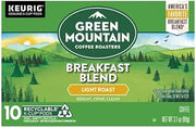Green Mountain Coffee Roasters Light Roast, Breakfast Blend, Coffee, K-Cup Pods, 10 Count