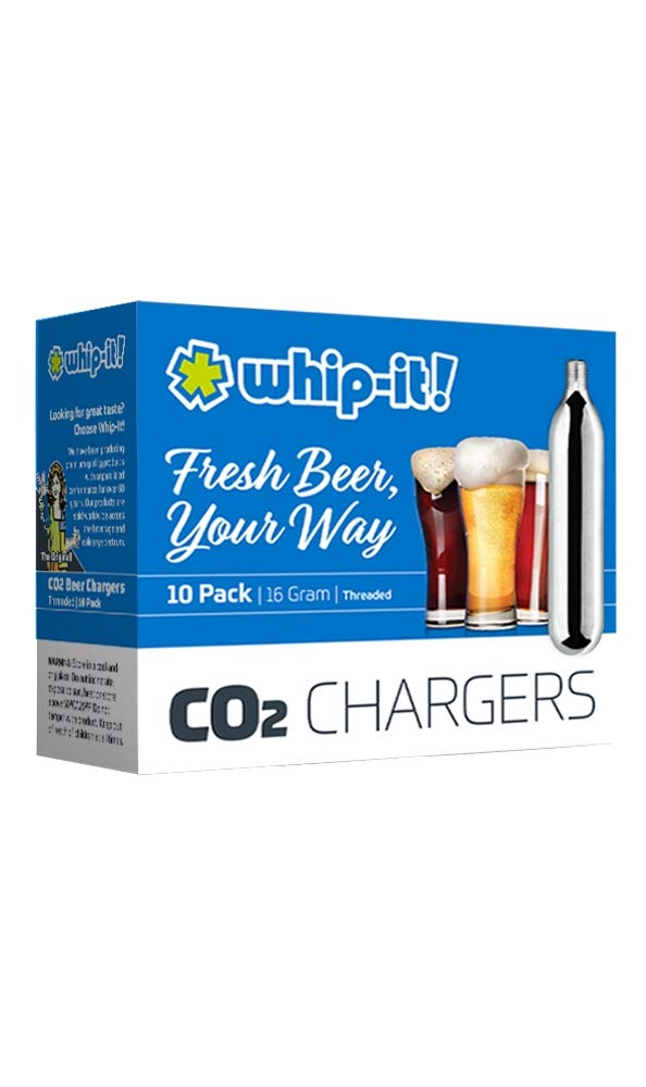 Beer Chargers (Threaded) by Whip-It! – One Size, Alloy Steel, Silver, Model CSV-BR16TH 0010