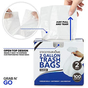 Stock Your Home 50 Count (Pack of 2) / 2 Gallon / Clear Trash Bags
