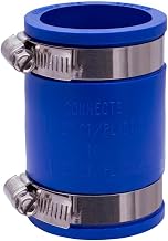 Fernco 1056-150 1-1/2-in. Flexible PVC Pipe Coupling for Cast Iron and Plastic Plumbing Connections in Blue