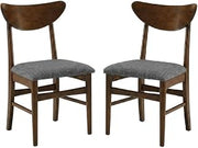 Furnifact Brown 2-Piece Wood Dining Chairs, Upholstered Seats, Elegant Wooden Back, Sturdy Construction, Suitable for Kitchen and Dining Room