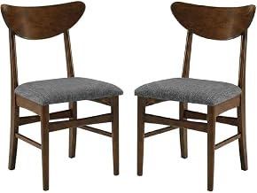 Furnifact Brown 2-Piece Wood Dining Chairs, Upholstered Seats, Elegant Wooden Back, Sturdy Construction, Suitable for Kitchen and Dining Room