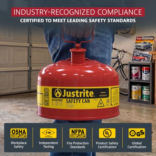 Justrite Red / 2.5 Gallon / Type I Gas Cans