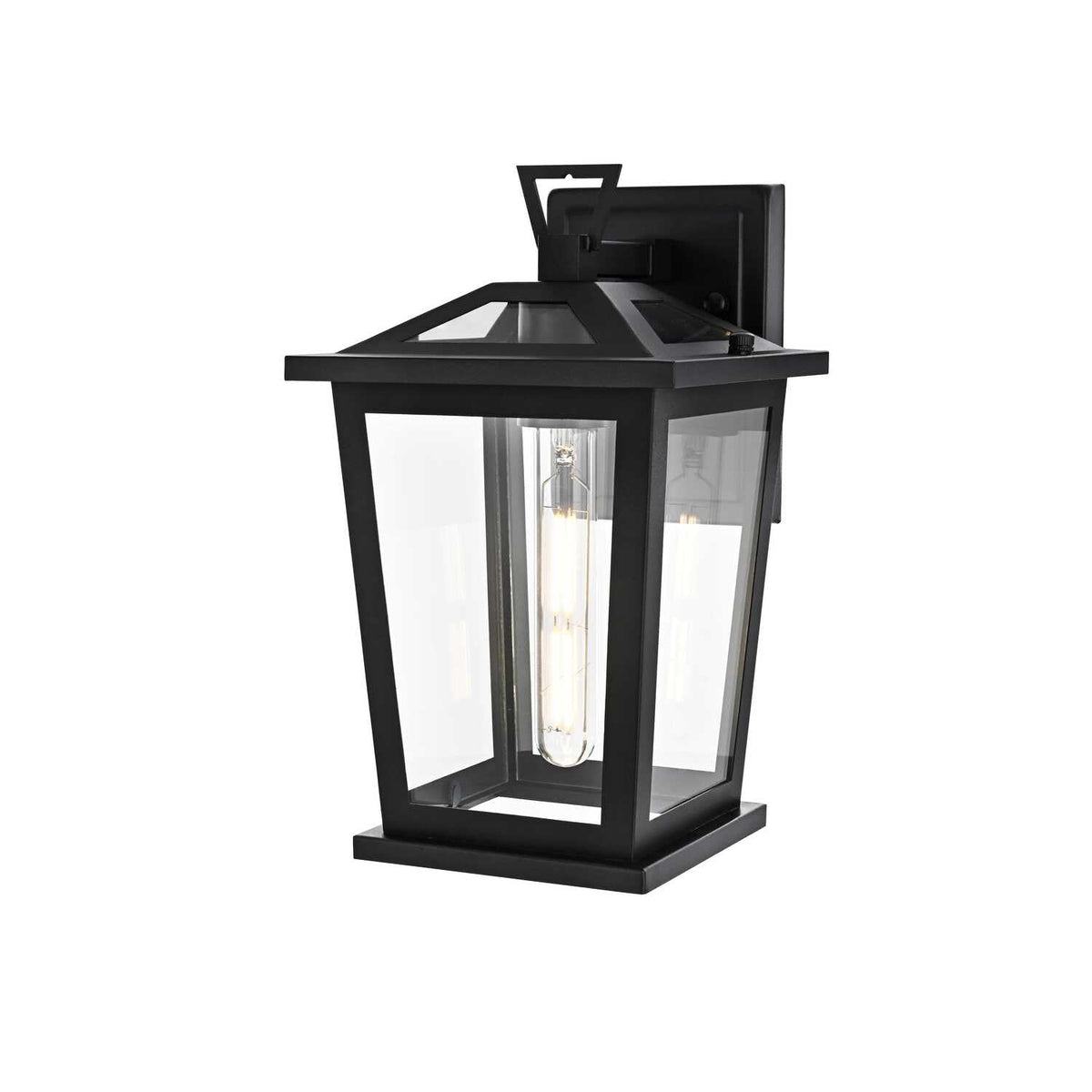 Cayman One Light Outdoor Wall Sconce Black by Lighting Design – Iron, Black