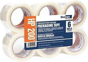 Shurtape HP 200 Production Grade Hot Melt Packaging Tape, 72mm x 100m, Clear, Package of 6 Rolls (104484)