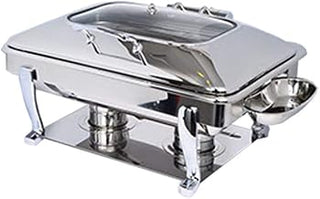 3935GS Crown Collection 8 Quart Induction Chafing Dish, Oblong, Hinged Glass Lid, Freedom Style Stand