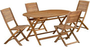 Oil Finish 5 Piece Patio Garden Table Set with Side Chairs, Comfortable Seating, and Stylish Outdoor Dining for Backyard