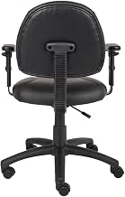 LeatherPlus-Upholstered Task Chair with Adjustable Arms, Posture Support Ergonomic Home Office Chair with Nylon Base and Casters