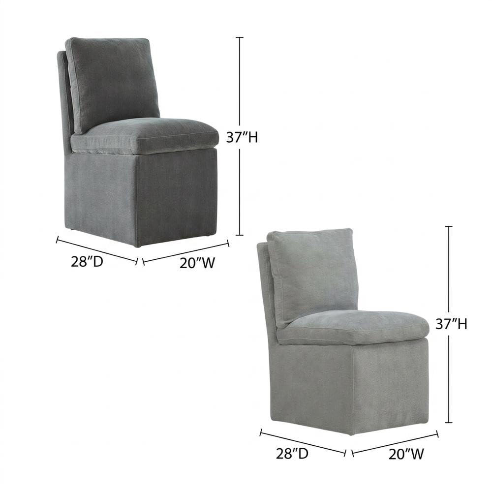 Solid Wood Upholstered Dining Chair with Castors by Starlight Canyon Home – Solid Hardwood,Plywood, Grey, Pack of 4