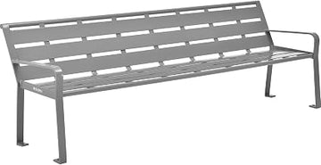 Global Industrial 8' Outdoor Park Bench with Back, Horizontal Steel Slats