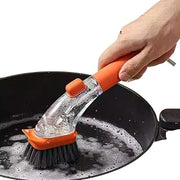 Splash-Proof Press Pot Brush - Multi-Functional Household Dormitory Kitchen Brushes (Red, 26×4cm)
