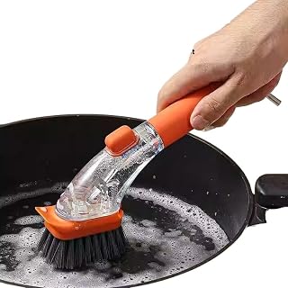 Splash-Proof Press Pot Brush - Multi-Functional Household Dormitory Kitchen Brushes (Red, 26×4cm)