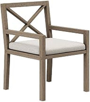 Modway Northlake Teak Outdoor Dining Chair in Weathered Gray Pebble – Patio Dining Chair with Armrests and Weather-Resistant Cushion