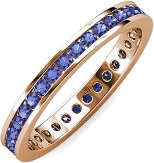 Round Iolite Channel Set Womens Eternity Ring Stackable 10K Rose Gold