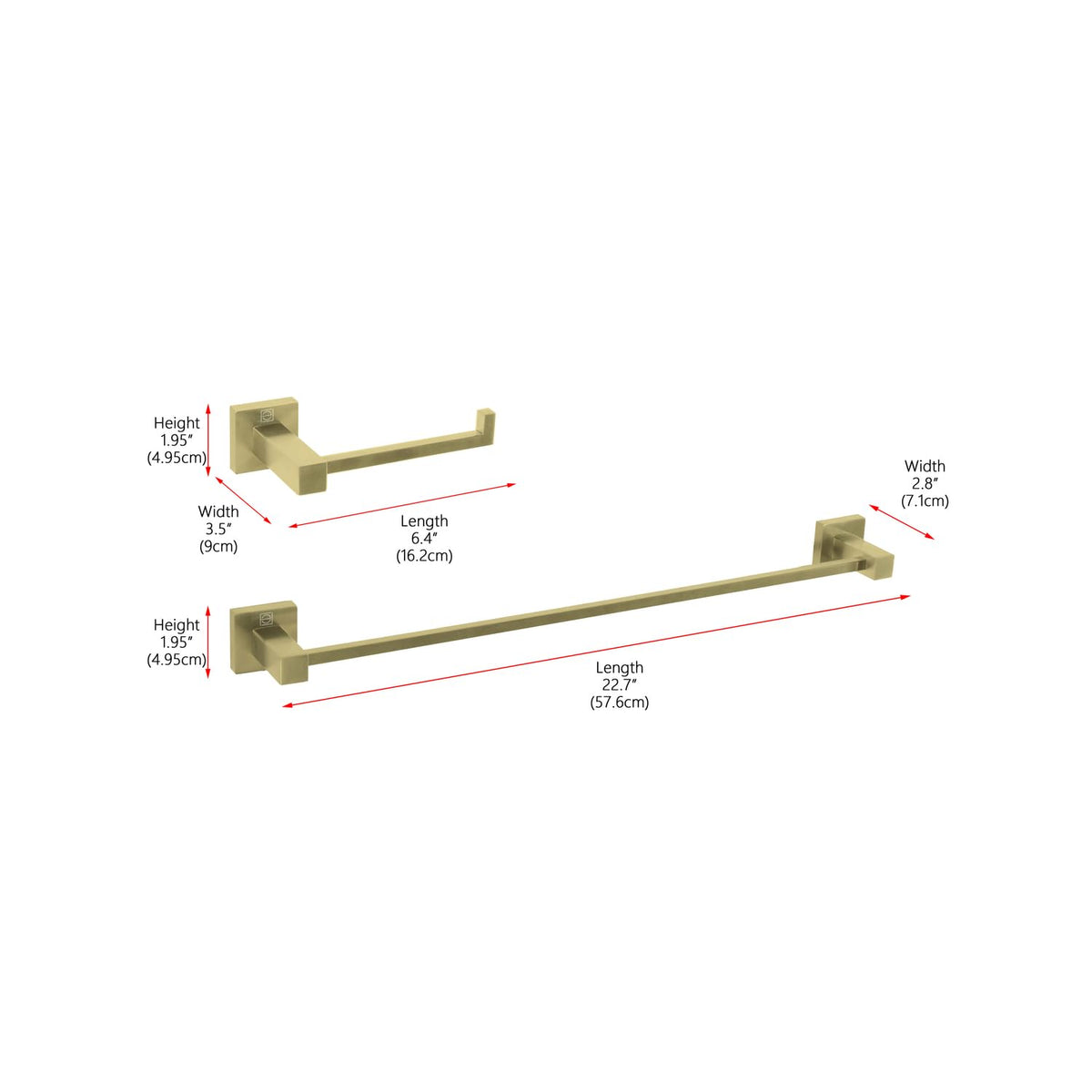 Isla 2-Pc Stainless Steel Hardware Set in Gold by Elegant Kitchen and Bath – Stainless Steel, Gold, Model HWB-12S2BGD