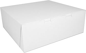 SOUTHERN CHAMPION TRAY 0991 Premium Clay Coated Kraft Paperboard White Non-Window Lock Corner Bakery Box, 14" Length x 14" Width x 5" Height (Case of 50)