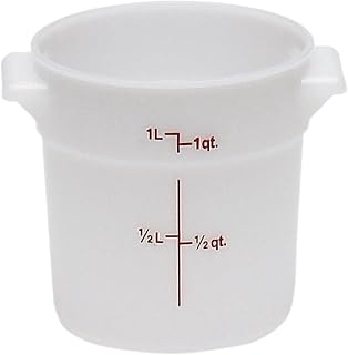 Cambro RFS1148 Storage Container, Round, 1 Quart, Polyethylene, Natural White, NSF, 12-units