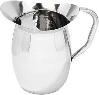 Royal Industries Water Pitcher w/ Ice Guard, Stainless Steel, 3 Qt, Silver