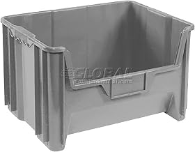Global Industrial Plastic Hopper Bin, Gray, 19-7/8"W x 15-1/4"D x 12-7/16"H, Lot of 3