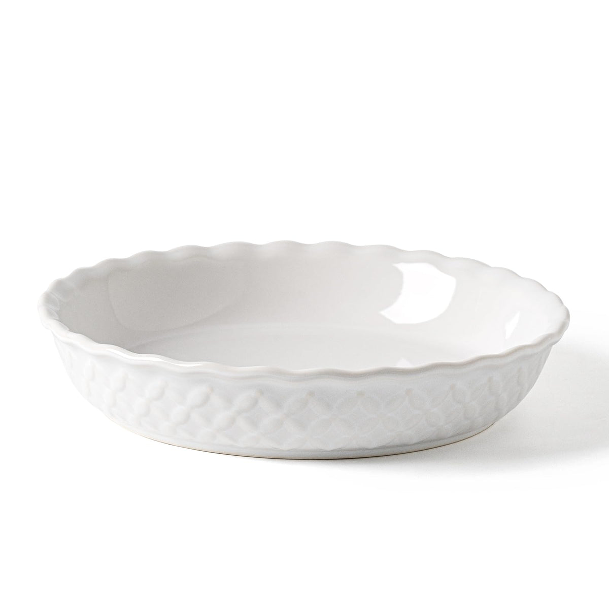 Fobenta Ceramic Pie Dish, 9 Inch 36oz Deep Fluted, Petal Weave
