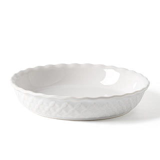 Fobenta Ceramic Pie Dish, 9 Inch 36oz Deep Fluted, Petal Weave