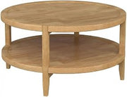 Furnifact Maple Brown Round Solid Wood Coffee Table with Transitional Design, Durable Construction, Smooth Maple Finish, Stable and Stylish
