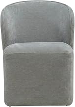 Starlight Canyon Home Solid Wood Upholstered Dining Chair with Castors, Eclectic Accent Upholstered Kitchen Chairs for Dining Room, Gray