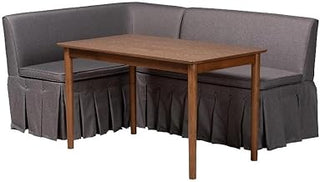Baxton Studio Reuben 3-Piece Fabric Upholstered Dining Nook Set Gray