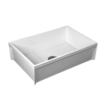 36 in. x 24 in. Modesto Mop Service Basin With Plain Curbs by American Standard – Medium, Stone, White, Model MSB3624100