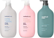 Method Body Wash Trio for Daily Cleansing and Skin Care, Moisturizing Body Wash, Simply Nourish, Pure Peace and Sea and Surf, 18 Fluid Ounce (Variety Pack)
