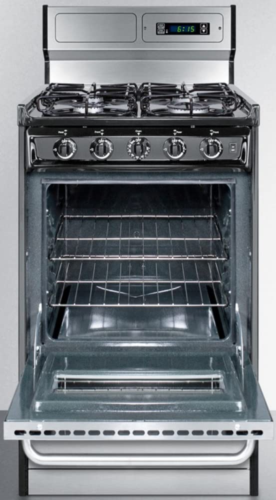 Summit 20" Gas Range by Summit Appliance – 2.46 cubic_feet, Stainless Steel, Model TTM1307BKSW