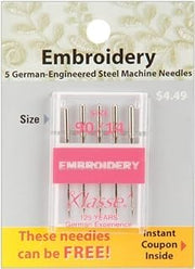 Tacony Corporation Klasse Embroidery Machine Needles-90/14 5/Pkg by Notions - In Network