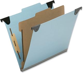 AbilityOne Hanging Classification File Folders - 1 Divider, Light Blue, Letter Size 7530-01-372-3102: Box, 10 Item(s)