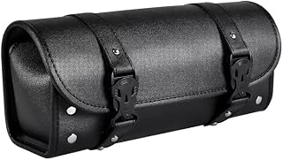 Faux Leather Motorcycle Bag for Kawasaki Vulcan 900 Classic | Faux Leather Handlebar Bag With 20% Thicker Wall Construction And Quick Release Buckles For Storage