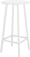 Ren Bar Table White, White Bar Table, Modern Style, Powder Coated Aluminum Round Shape Tabletop, Aluminum, Outdoor Bar, 23.6" W x 23.6" D x 42.9" H