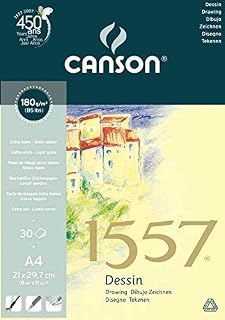 Canson Set of 3 Drawing Pads 30 Sheets 1557 A4 180 g Glued 1 Side Pure White