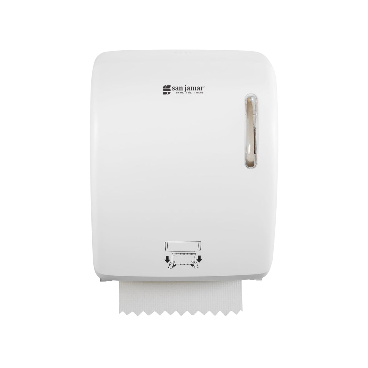 Timeless Hands-Free Mechanical Paper Towel Dispenser by San Jamar – Plastic, White, Model T7200WH